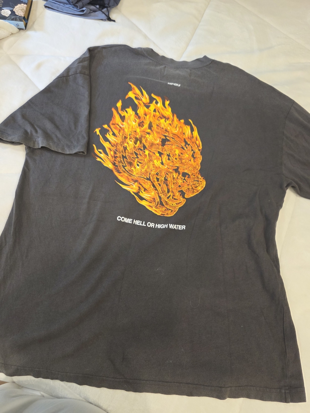 Come Hell or High Water Black Graphic Tee with Flaming Wolf